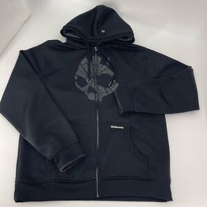 Skullcandy Mens XL Hoodie Black Fleece Lined Skull Grunge Y2K Streetwear Edgy